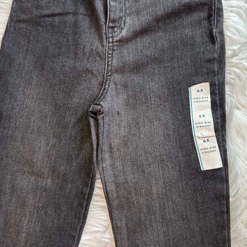 Cat & Jack Girls 6X Black High Rise Straight Stretch Jeans‎ NWT